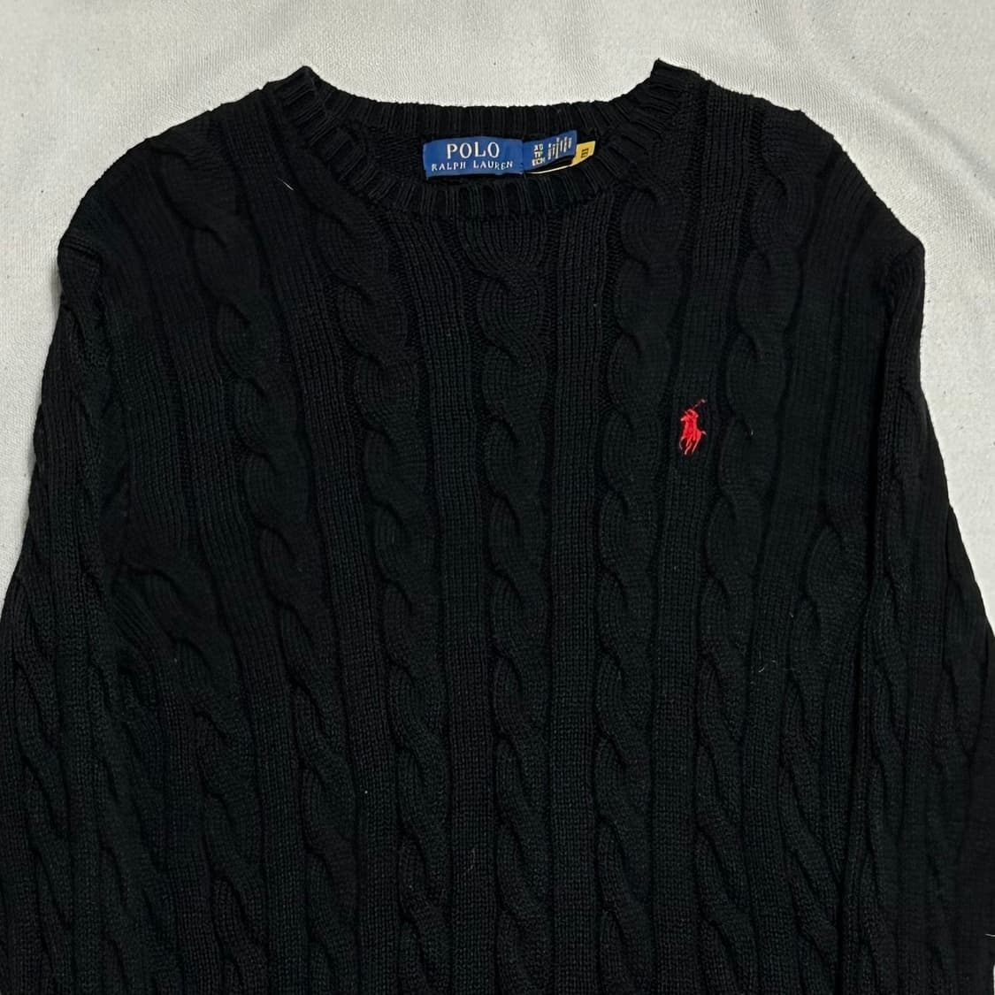 XS 폴로랄프로렌 레드 포니 블랙 케이블 니트 상품이미지1