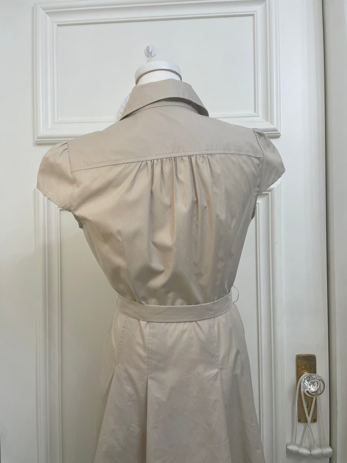 beige shirring pleats french sleeve belt 상품이미지4