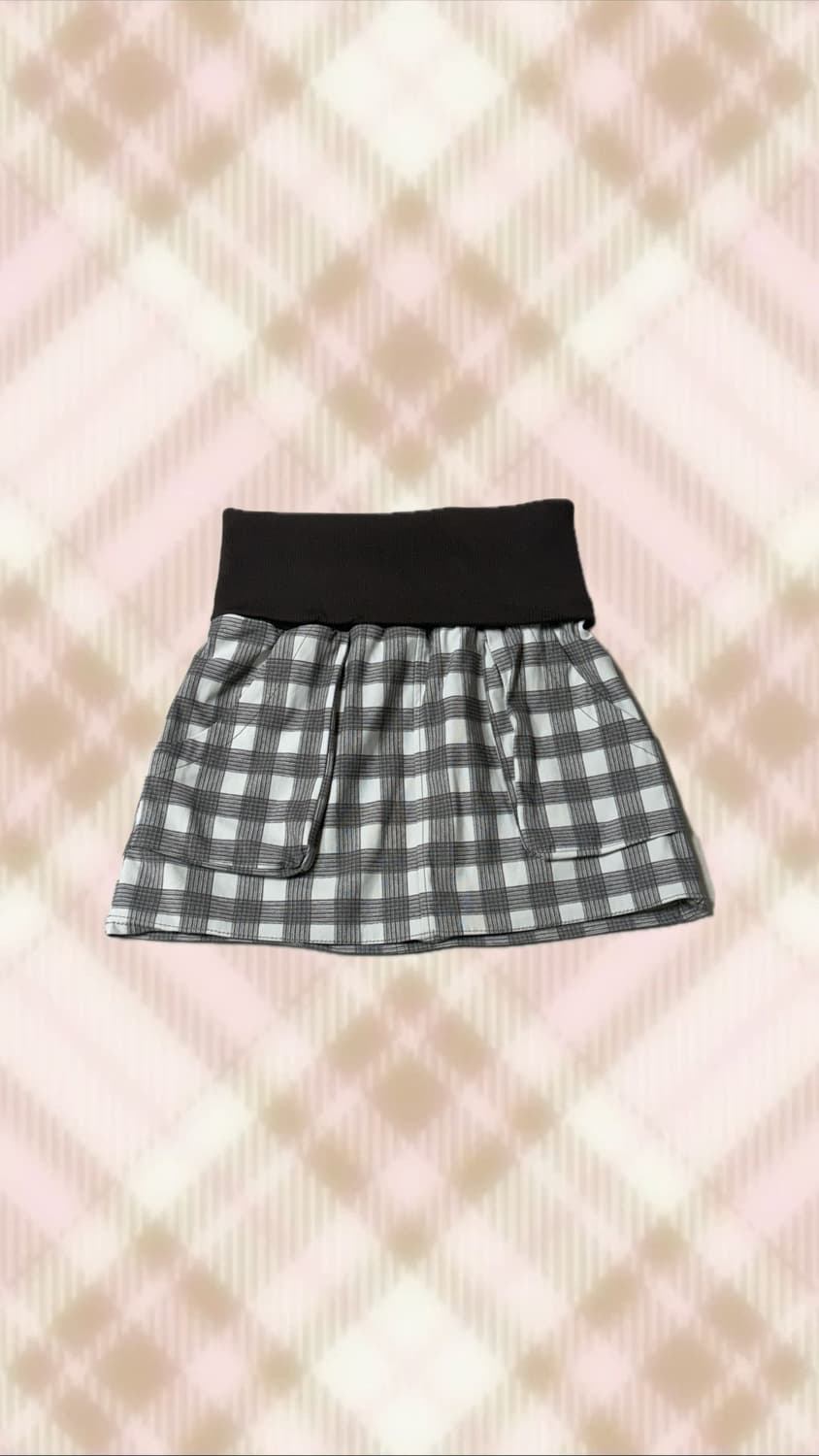 브라운 체크 스커트 치마 라떼 히메 갸루 러블리 로걀 모리 와투케 빈티지 상품이미지1
