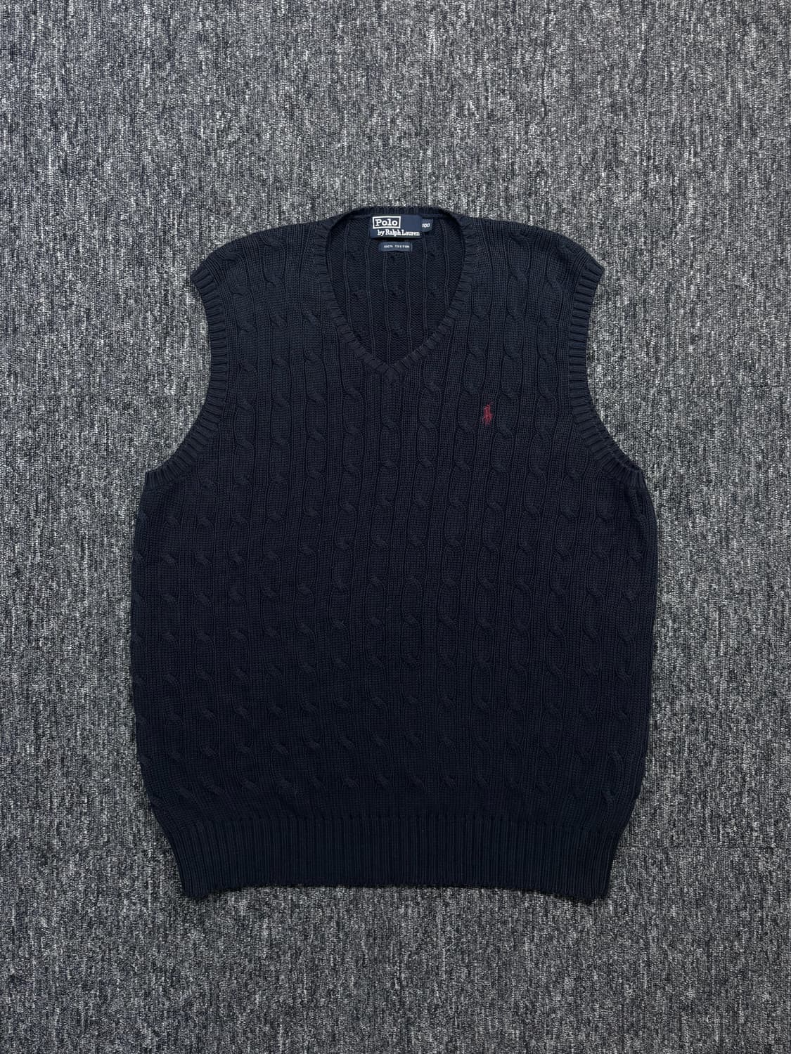 폴로 네이비 꽈배기 니트 베스트 상품이미지4