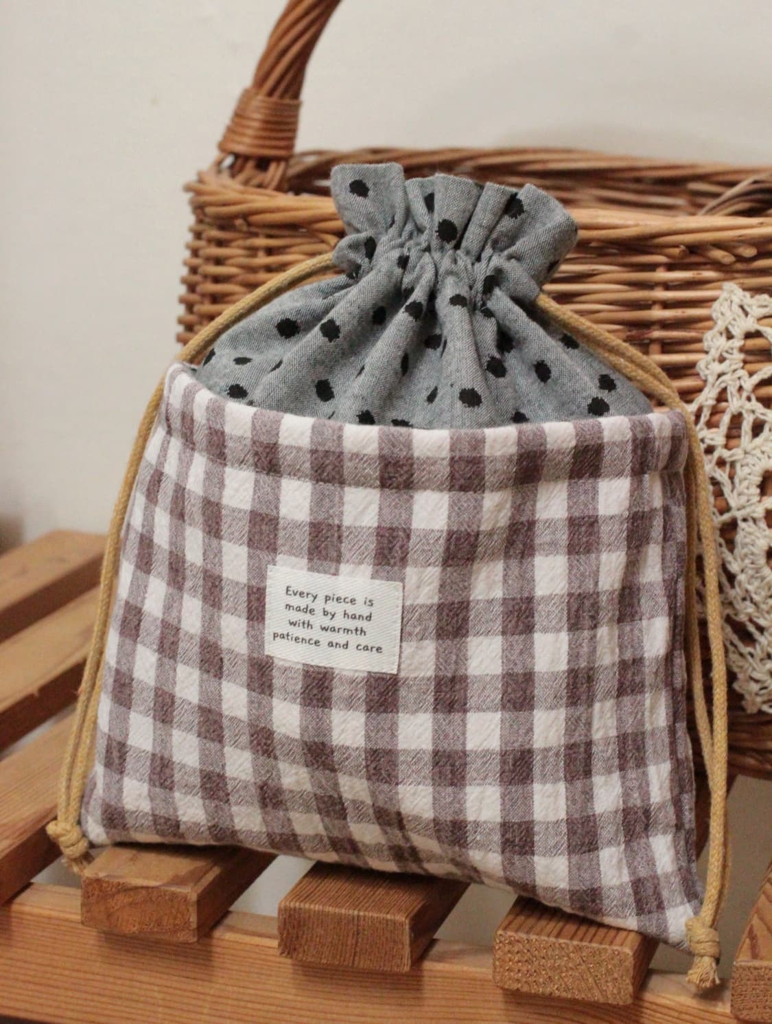 핸드메이드 도트 스트링 파우치  상품이미지4