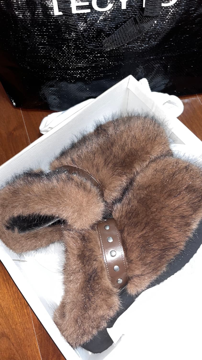 레씨토 브라운 퍼 클로그(270) 상품이미지1