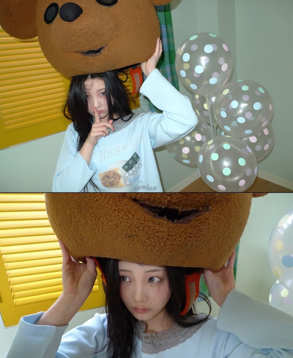 혼쿄 웨이팅 넘버 오프숄더 티 아일릿 원희 착용 상품이미지3