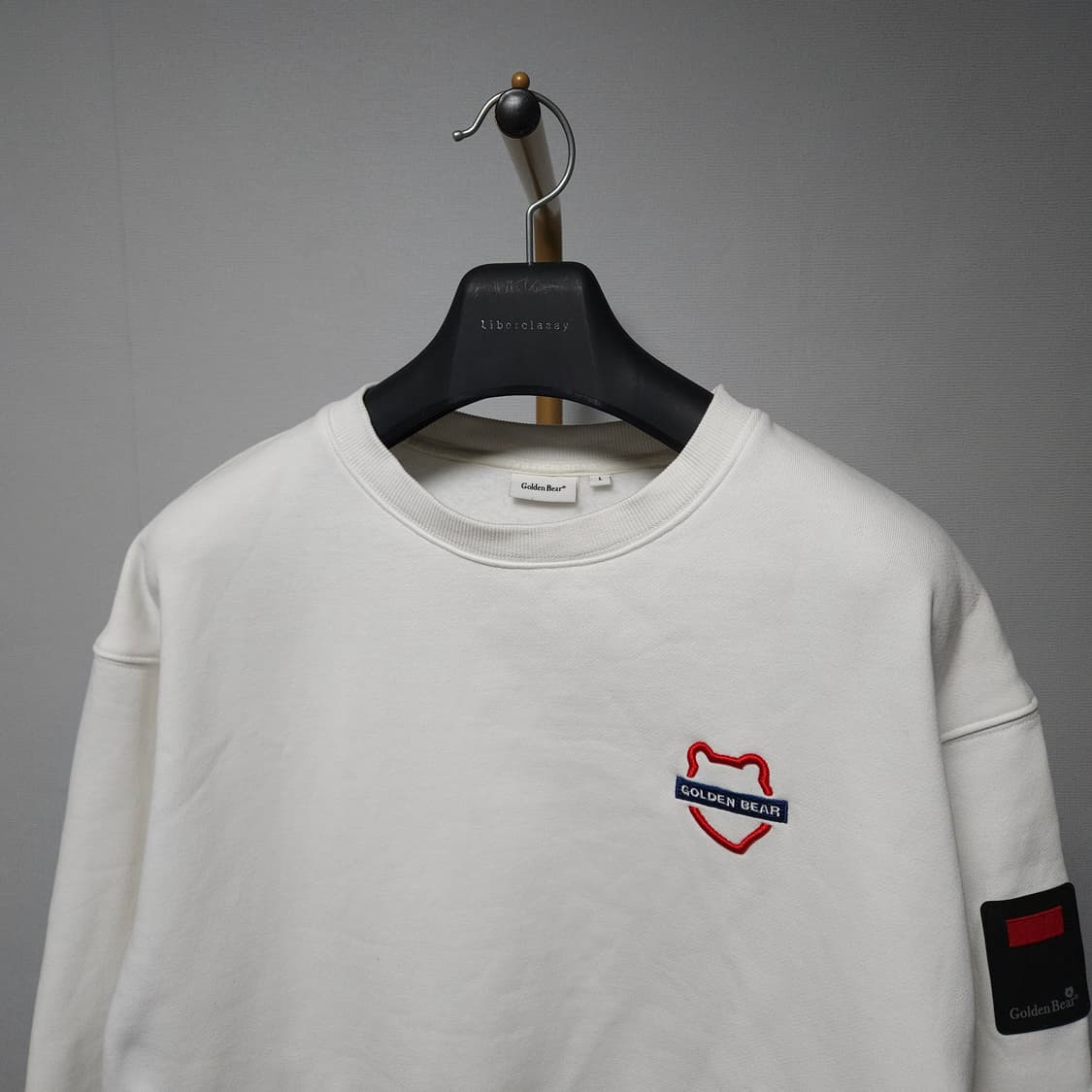 L ) 골든베어 화이트 오버핏 엘보패치 맨투맨 상품이미지2