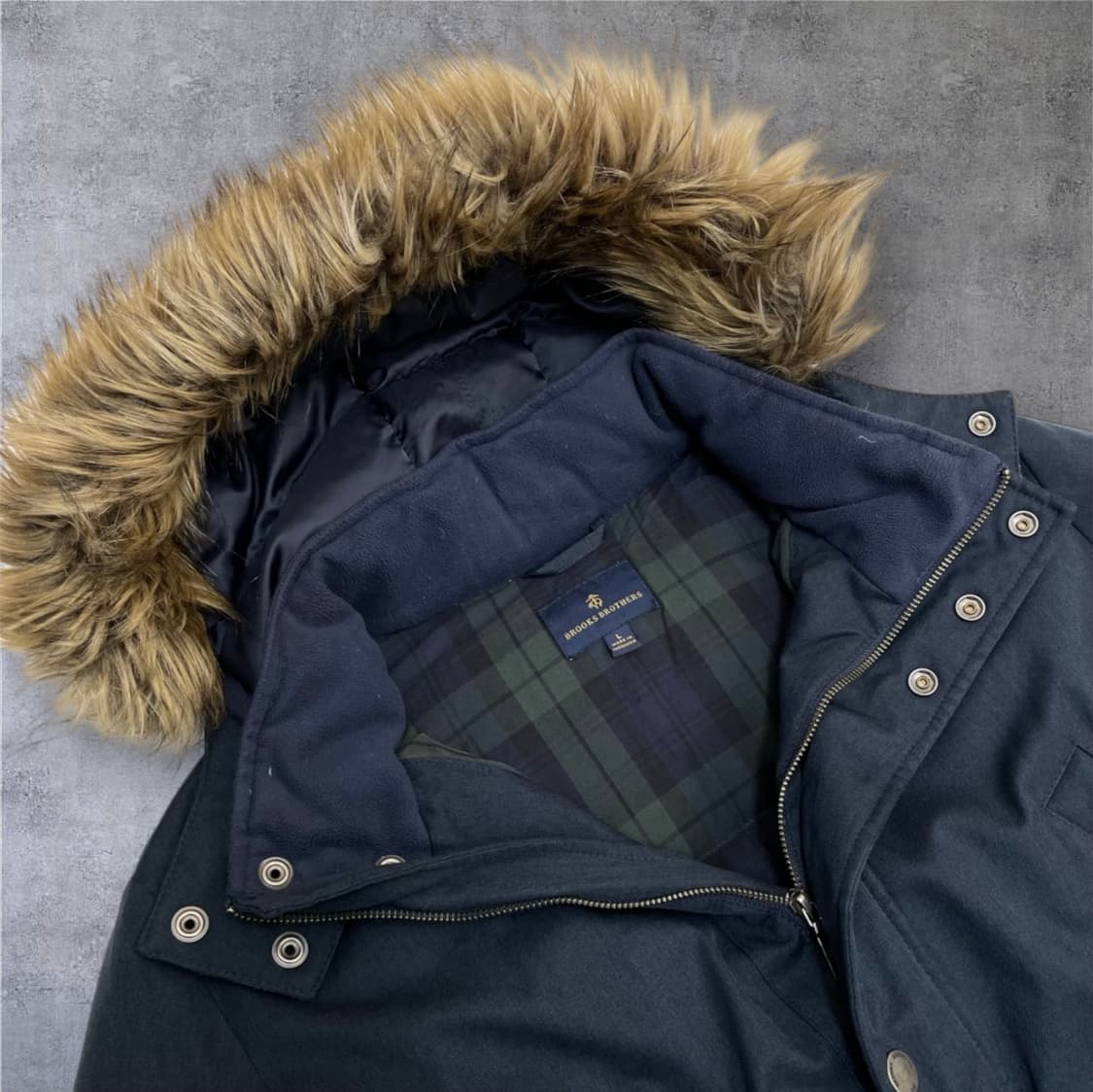 브룩스브라더스 네이비 다운 퍼 후드 패딩 파카 L 상품이미지2