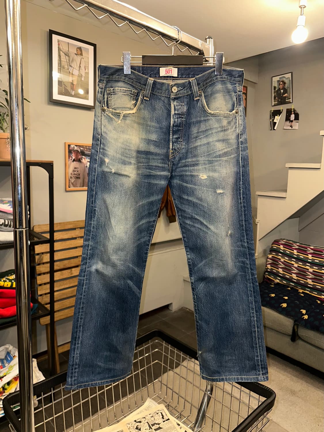 00’s Levi’s 501 Mexico denim washed pant 상품이미지3