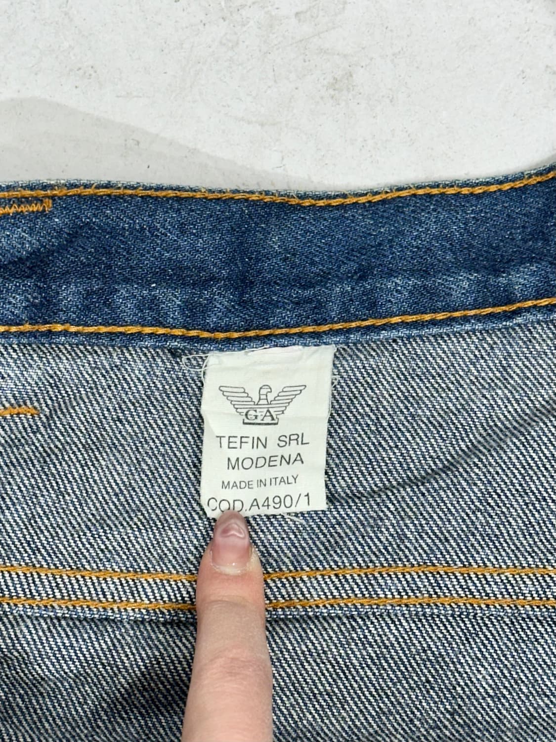 90s 아르마니 진청 와이드 데님 팬츠  상품이미지7