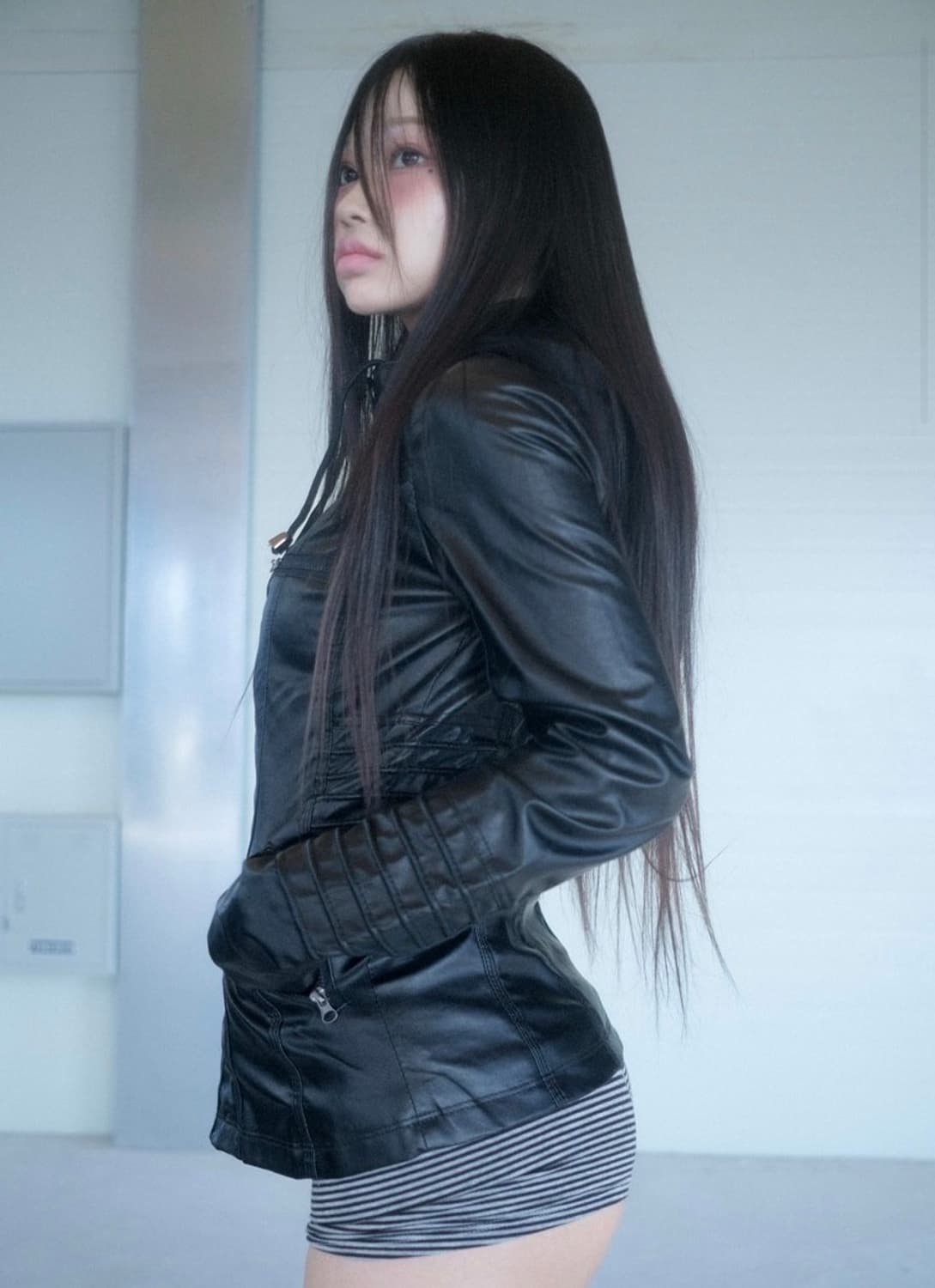 스윔시티 나디아 후디 레더 자켓 상품이미지1