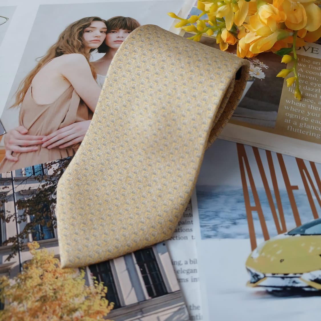 살바토레 페라가모 기린 간치니 패턴 넥타이 8.7cm A등급 A19807 상품이미지3