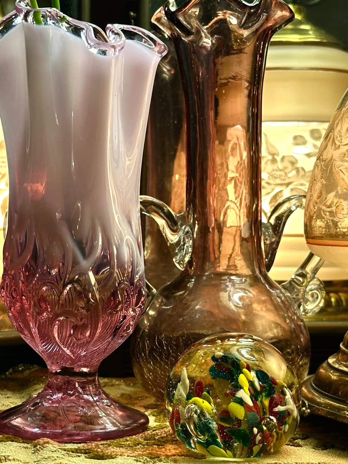 미국 빈티지 펜톤 아트글라스 핑크 오팔레센트 유리 화병 상품이미지3