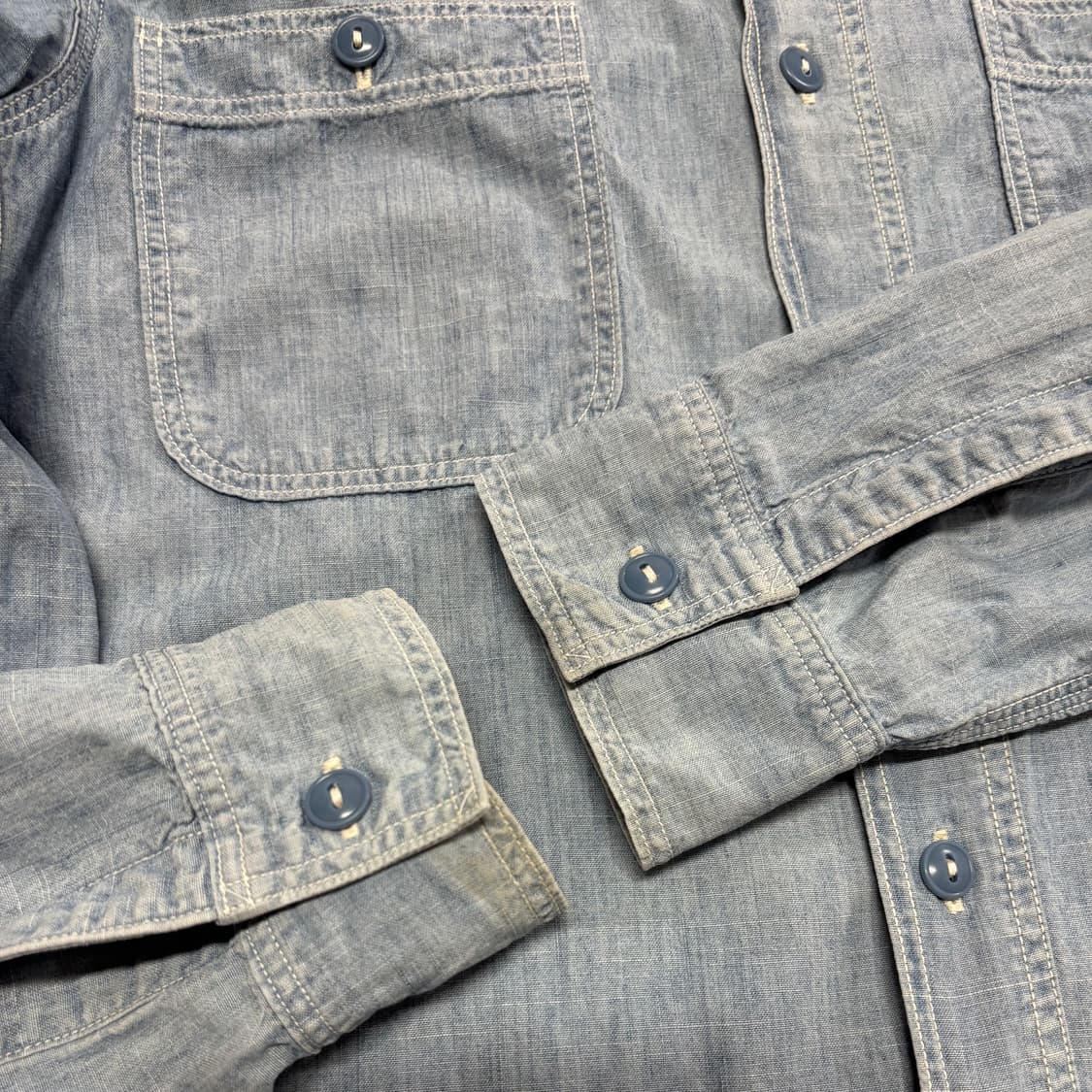 오어슬로우 샴브레이 그런지 페이딩 워크 셔츠 2 상품이미지4