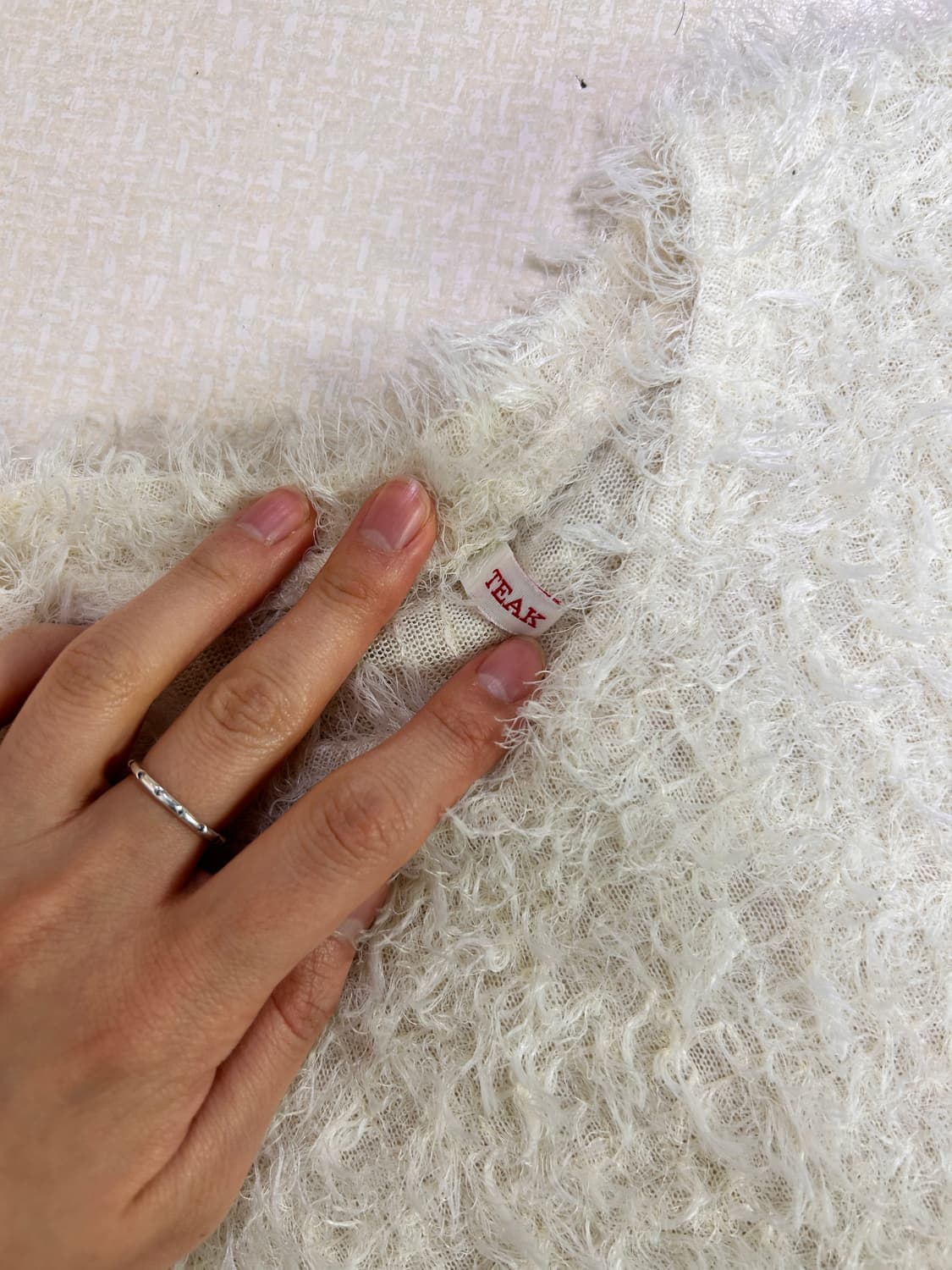 teak 티크 화이트 반팔 니트 상품이미지2