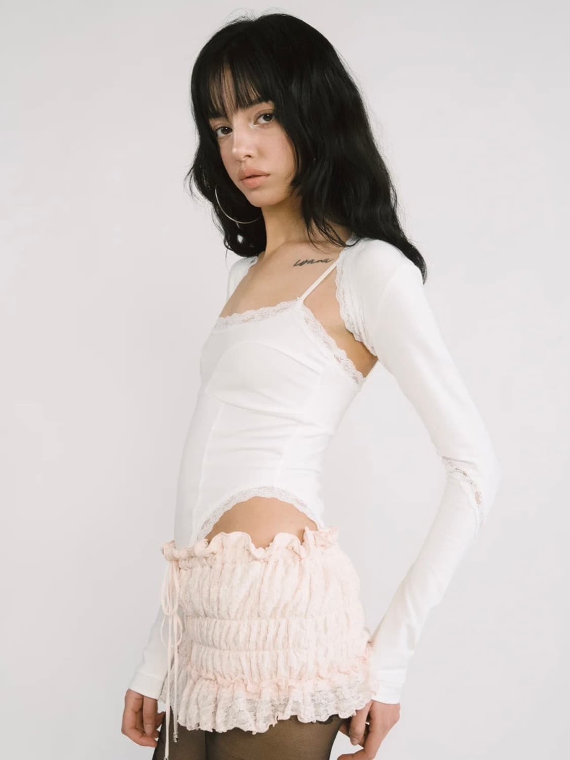 새상품) 쓰리타임즈 에블린 볼레로 화이트 M 상품이미지1