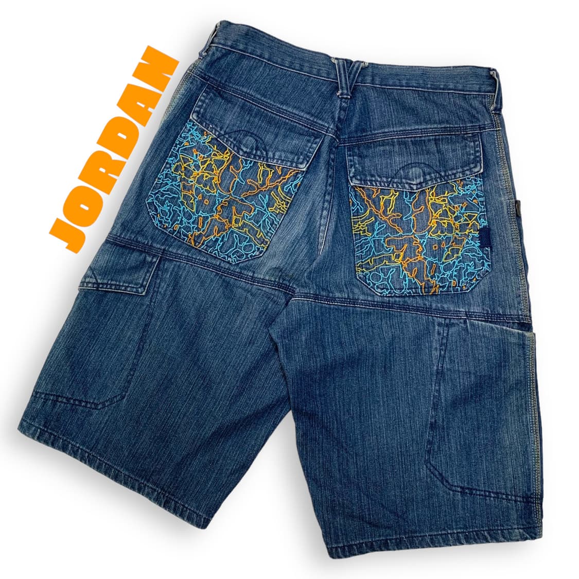JORDAN 조던 백 자수 힙합 데님 쇼츠 상품이미지1
