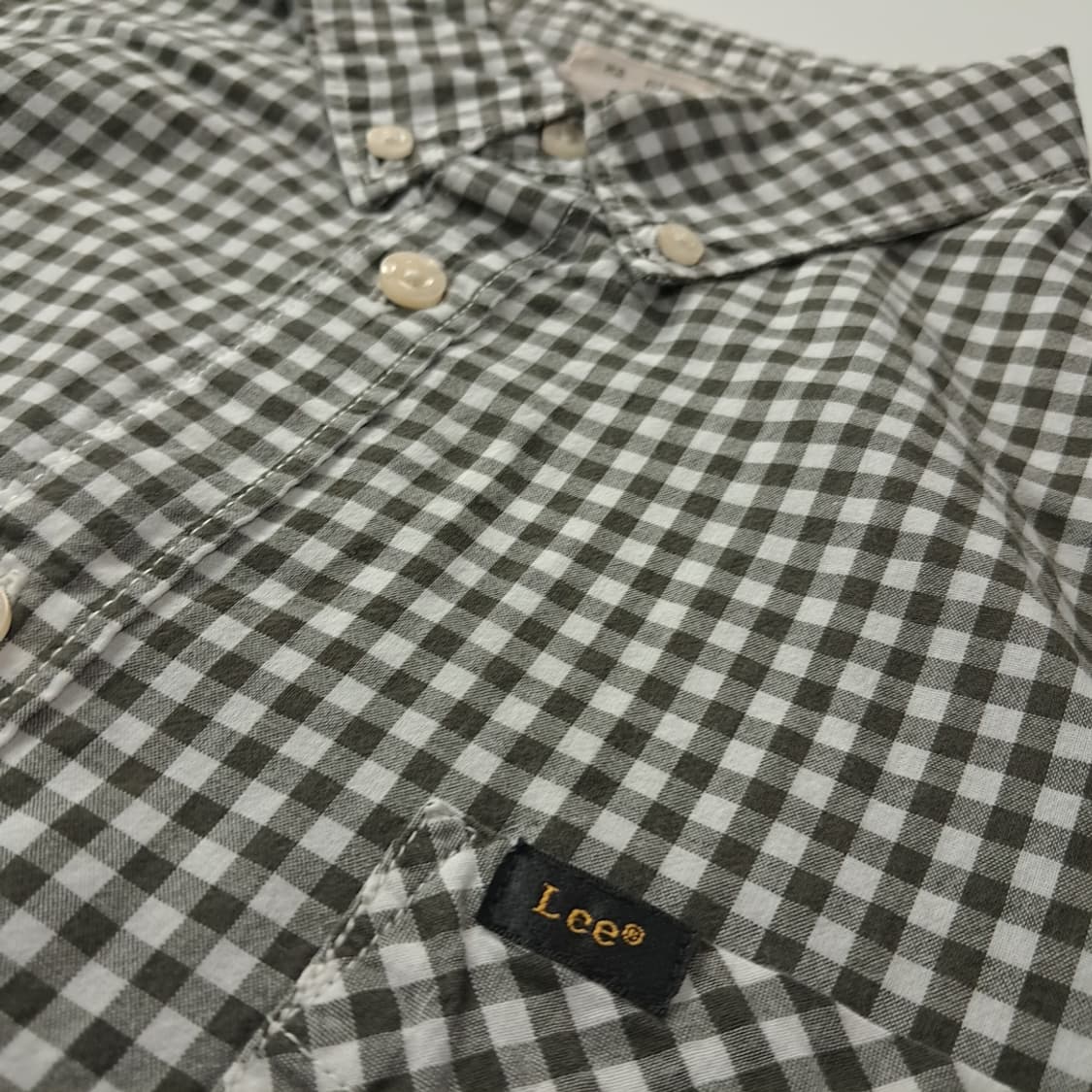 CK804 XL 리 LEE 모노 마이크로 깅엄체크 반팔 셔츠 남방 상품이미지4