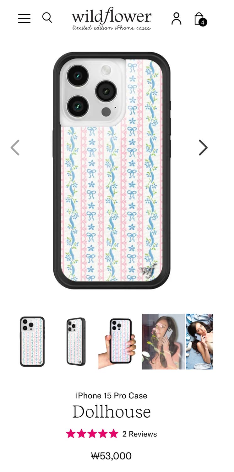 Wildflower 와일드플라워 Dollhouse 아이폰 15 Pro 케 상품이미지5