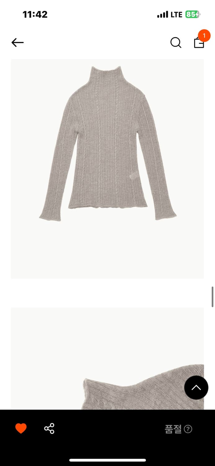 아모멘토 Sheer turtle neck pullover 챠콜 0사이즈 상품이미지3