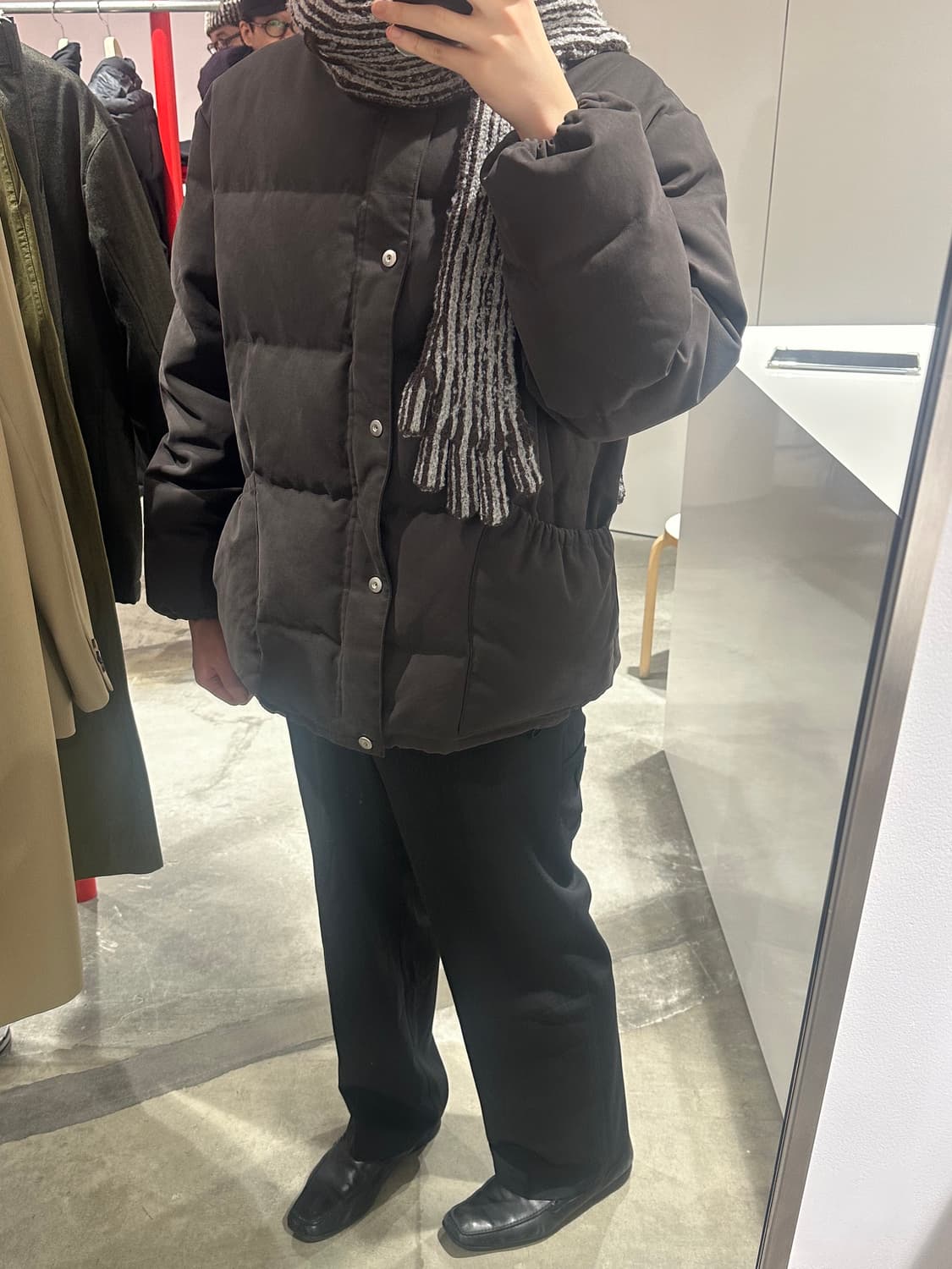 [os] isa boulder 그레이 브라운 스트라이프 스카프 상품이미지2