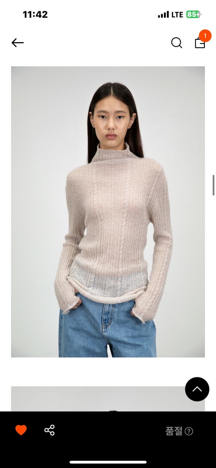 아모멘토 Sheer turtle neck pullover 챠콜 0사이즈 상품이미지1