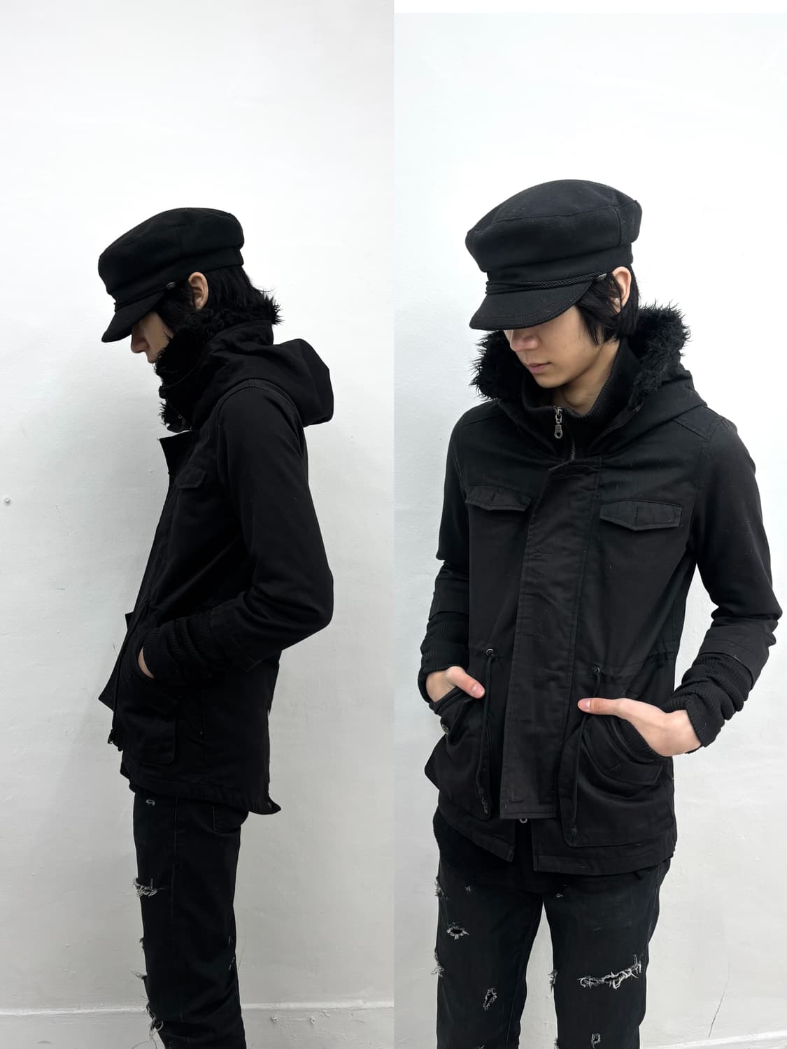 Black baccara ribbed fur jacket   상품이미지1