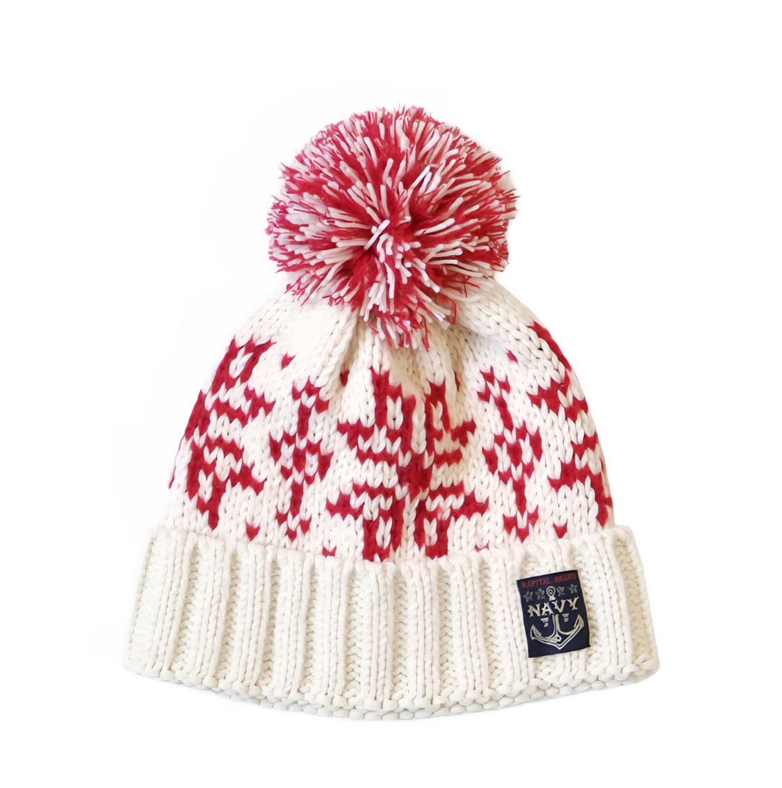 [새상품] 캐피탈 3G 울 스노우패턴 니트 캡 - 화이트 상품이미지3