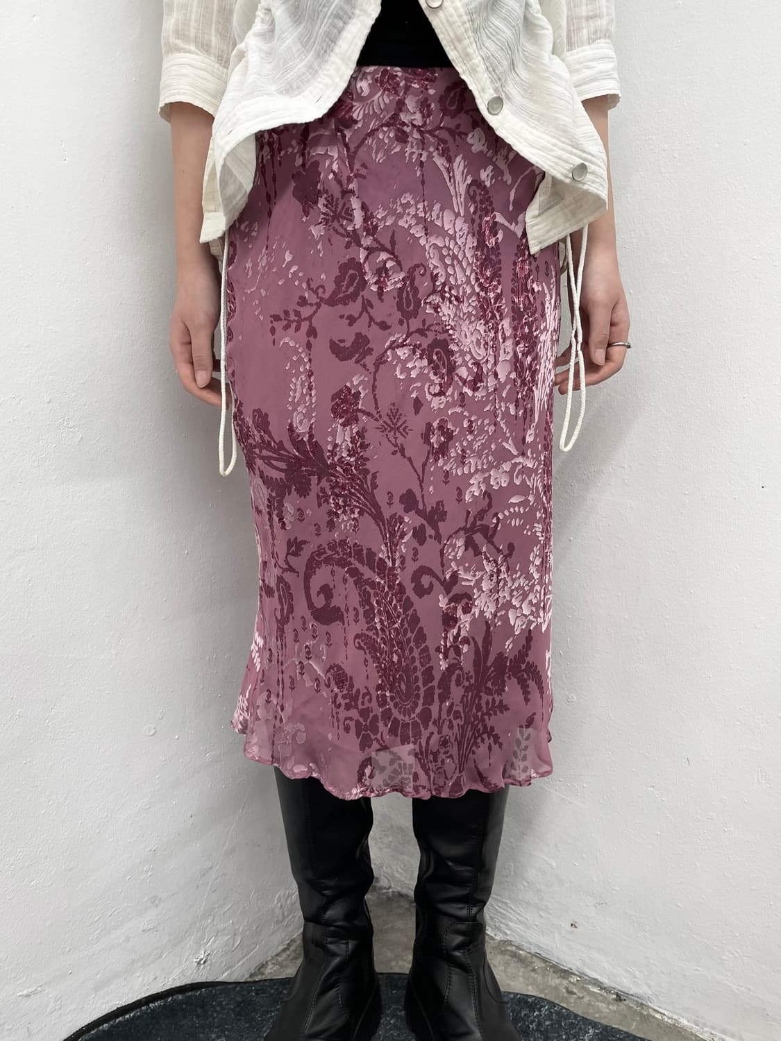 오리엔탈 핑크 페이즐리 시어 스커트 상품이미지4