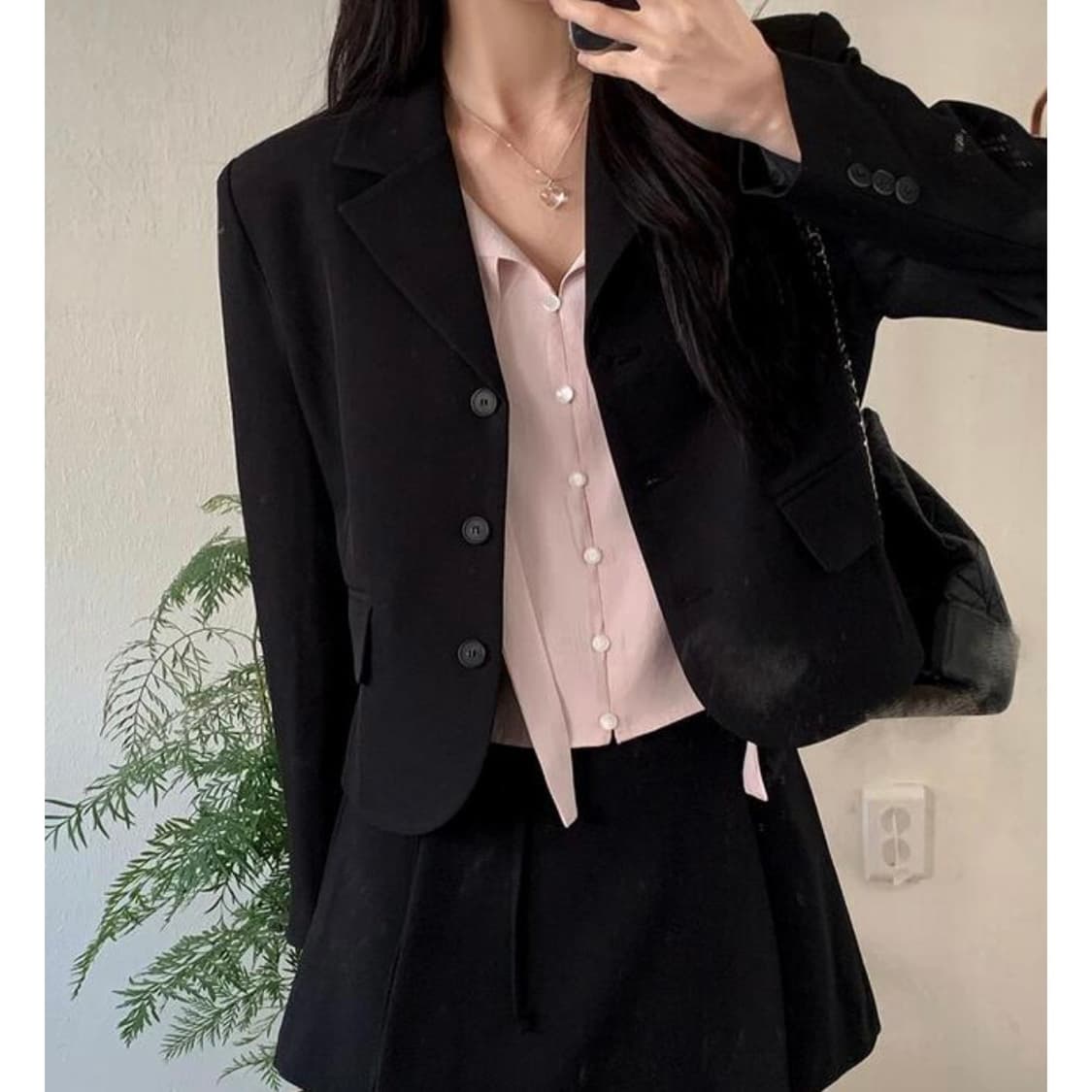 쇼퍼랜드 자체제작 MADE 프레피룩 테일러드 블랙 숏 자켓 정장 블랙 상품이미지5