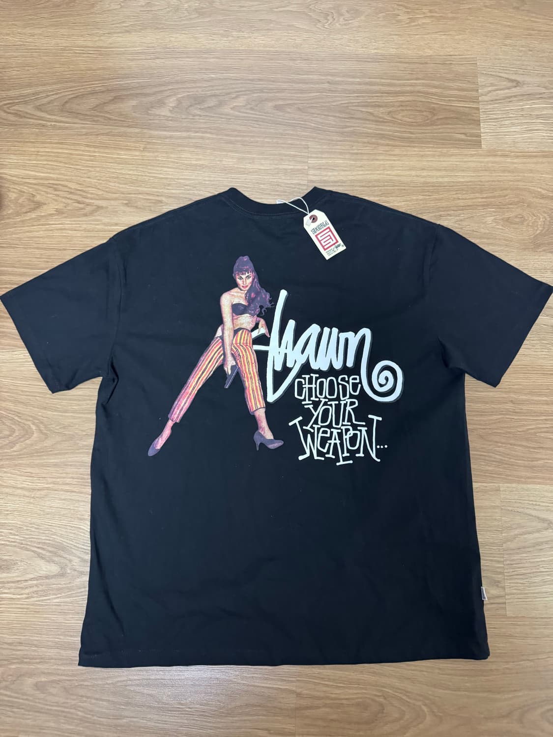 새상품 스투시 에스더블 티셔츠 블랙 라지 상품이미지1