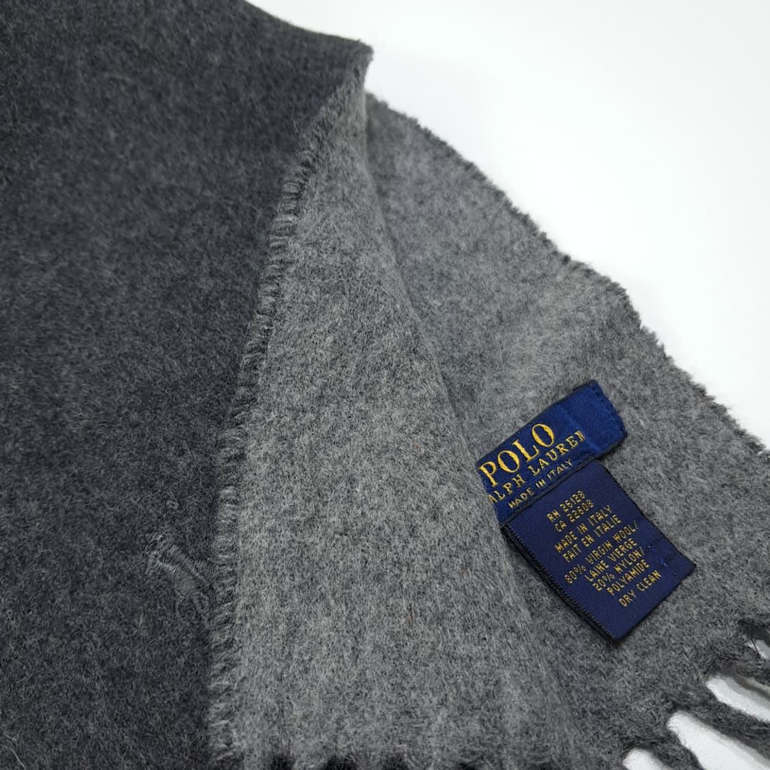 MX334 폴로 랄프로렌 그레이 연그레이 양면 버진울 목도리 머플러 상품이미지5