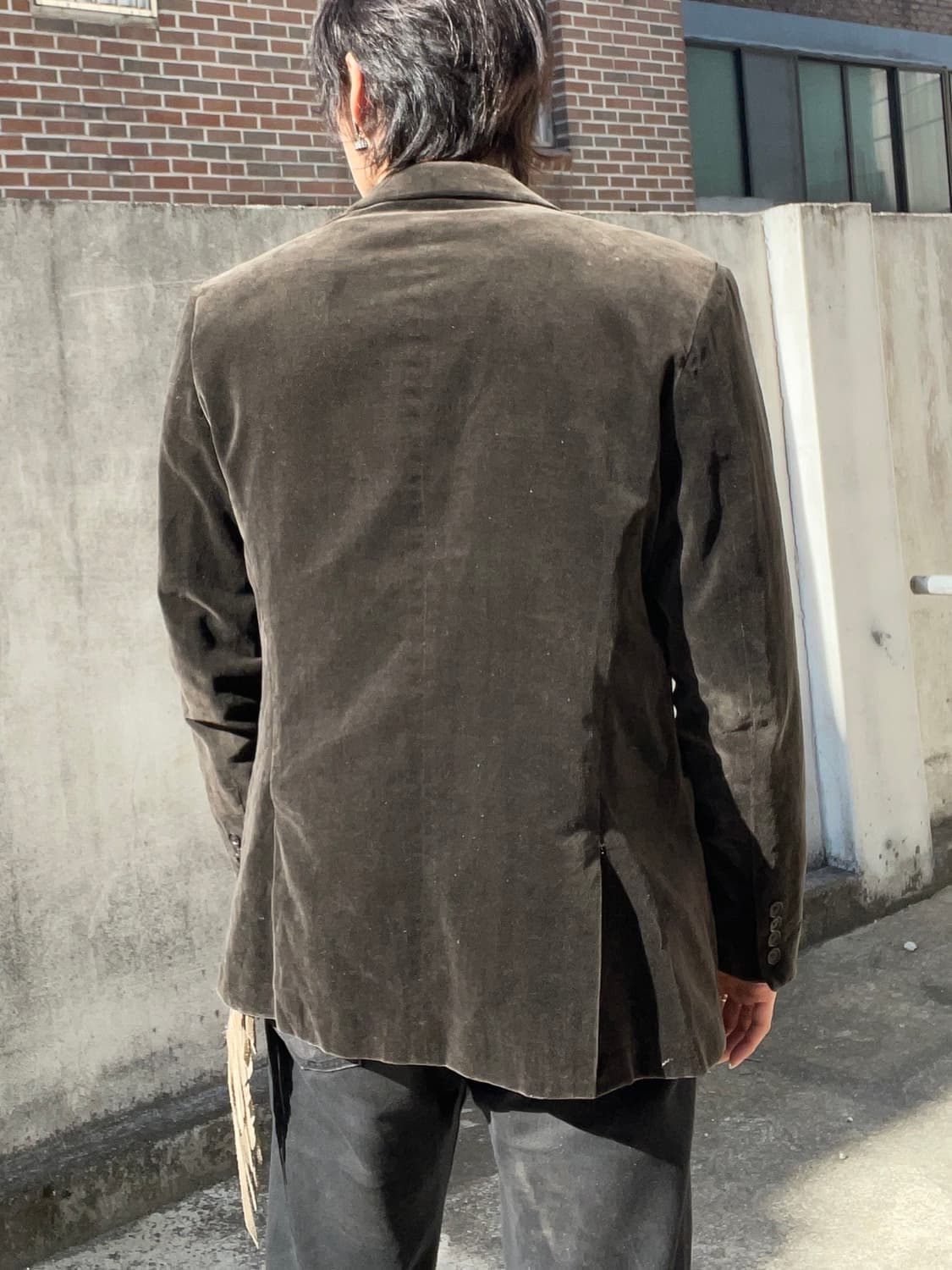 90s 켈빈클라인 다크브라운 벨벳 쓰리버튼 블레이저  상품이미지2