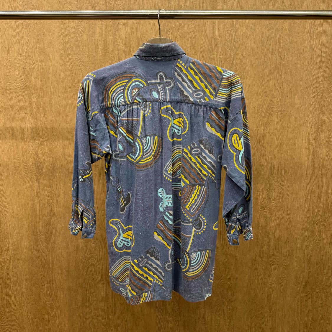 이세이미야케 이세이 스포츠 셔츠 빈티지 패턴 유니크 디자인 디테일 블루 상품이미지3