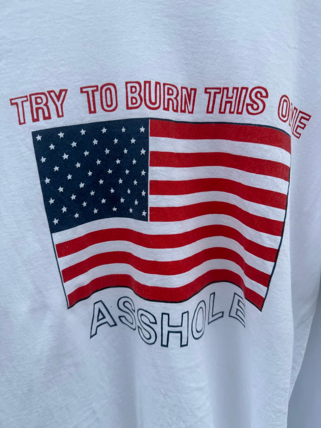 90s USA Hanes ‘ASSHOLE’ Flag Tee 상품이미지2