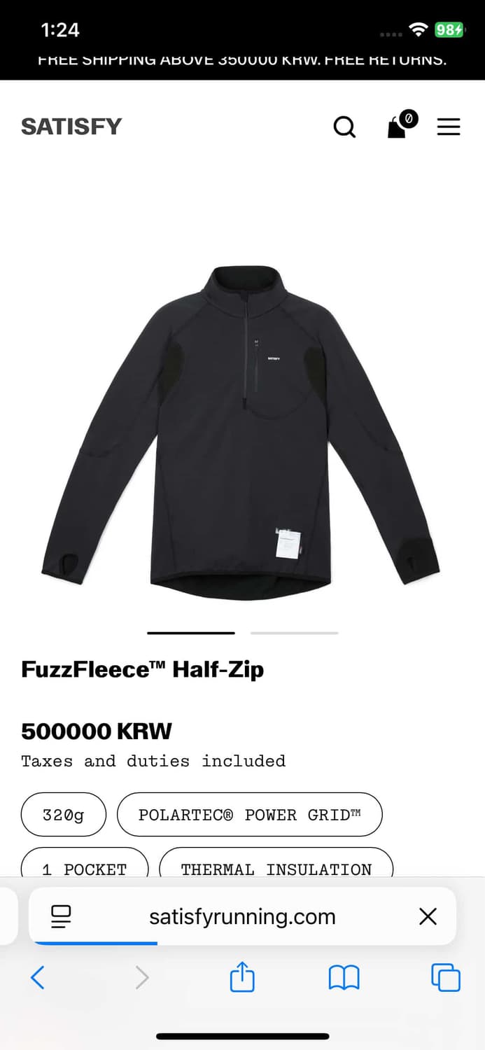 새티스파이 퍼즈플리스 하프집업 상품이미지1