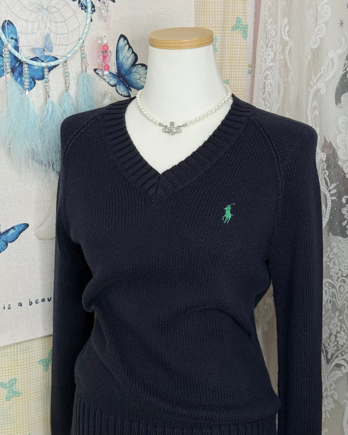 폴로 랄프로렌 네이비 브이넥 니트 상품이미지2