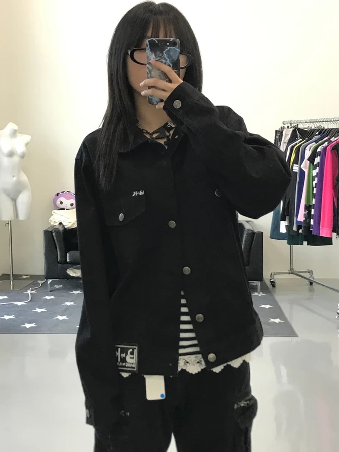 크리지아 블랙 코튼 자켓 상품이미지1