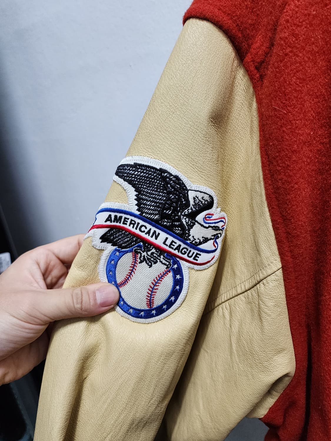 90s 마제스틱 x MLB 보스턴 레드삭스 리얼레더 바시티자켓 상품이미지5