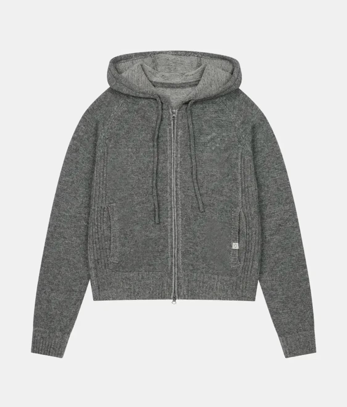 오헤시오 립드 니트 후드집업 그레이 상품이미지2