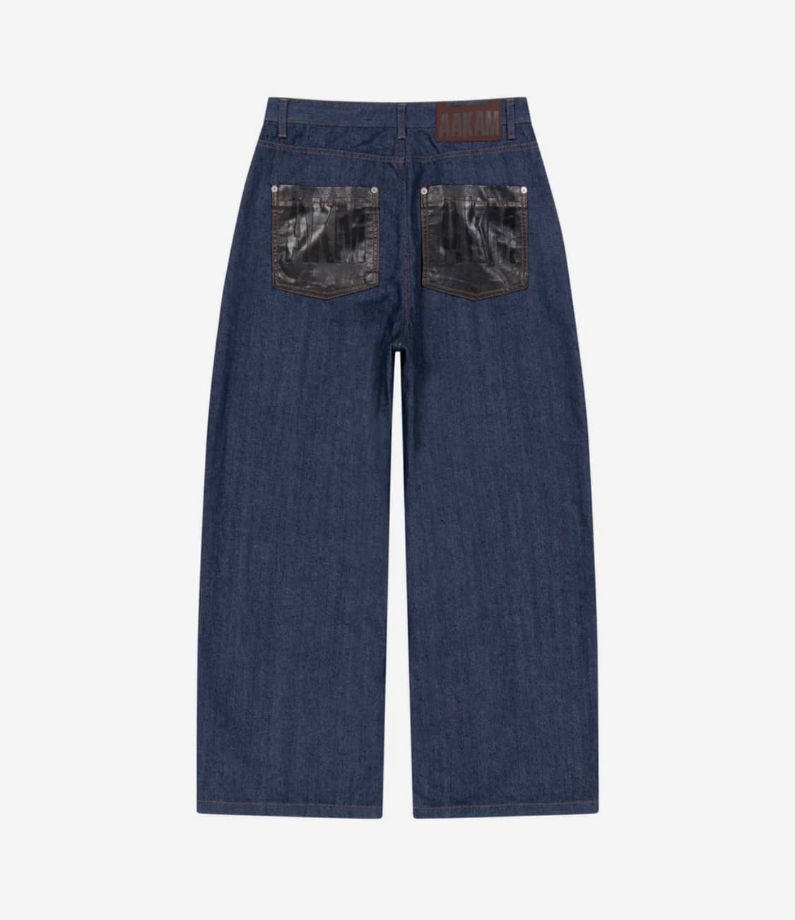 아캄 레더 패치 데님 팬츠 블루 2사이즈 상품이미지2
