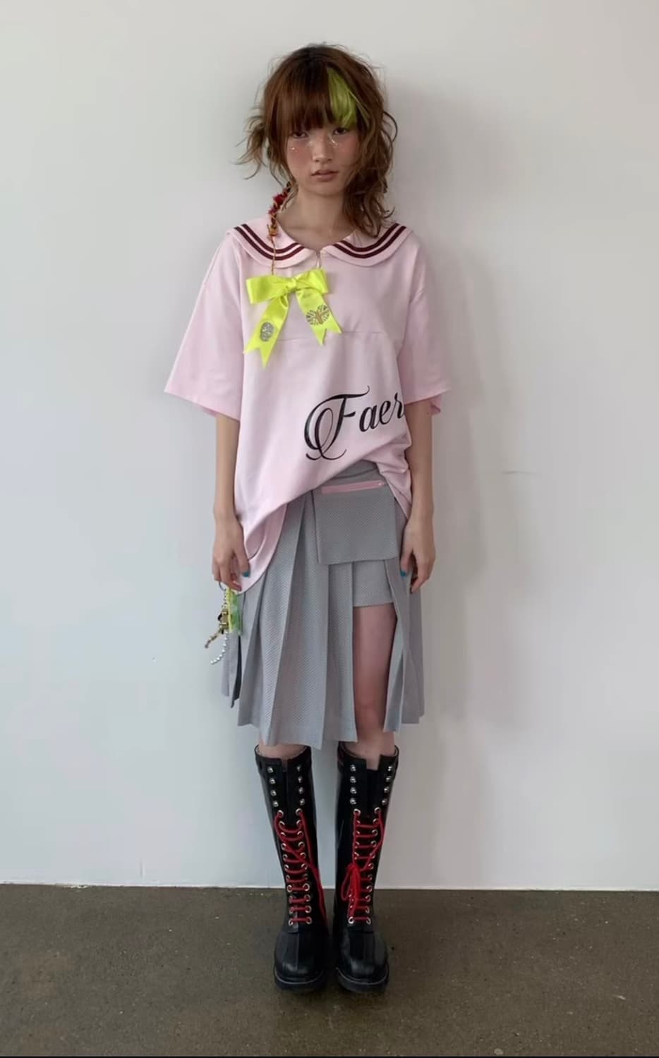 샵페어리 매쉬 포켓 플리츠 스커트팬츠 그레이 상품이미지4