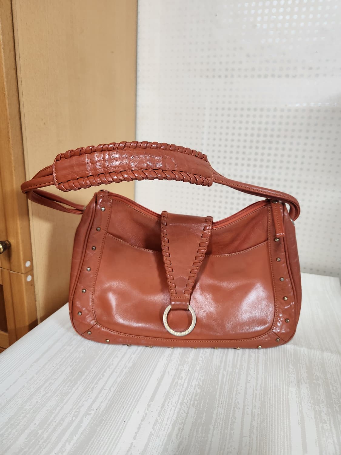 빈티지 소가죽 숄더백 브라운 여성 가방 상품이미지1