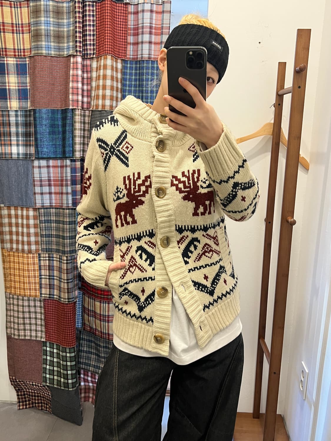 노르딕 플리스 니트 후드 가디건 상품이미지5