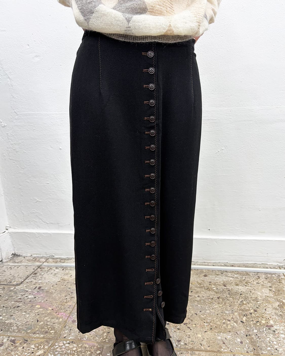 빈티지 버튼 디테일 맥시 스커트 상품이미지2