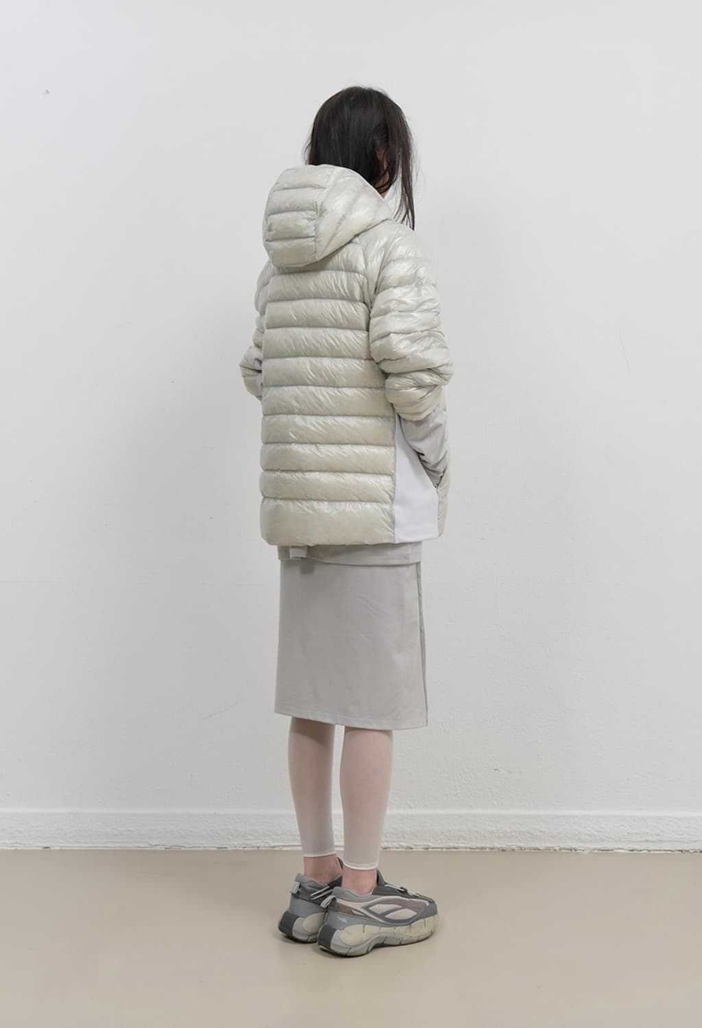 오호스 라이트다운 후드 패딩 경량패딩 그레이 상품이미지5