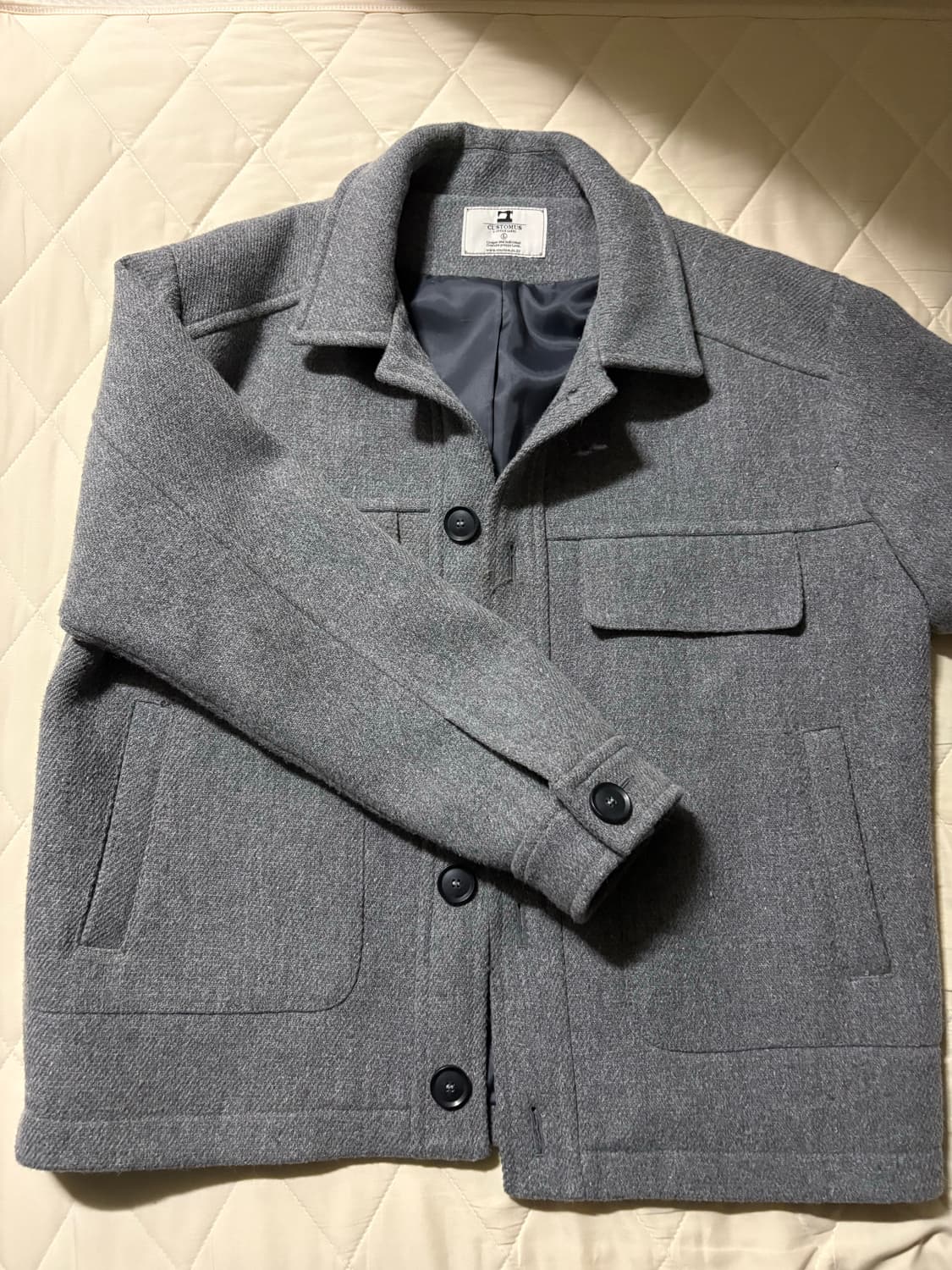 커스텀어스 울 이부직 5버튼 프레피자켓 L 상품이미지4