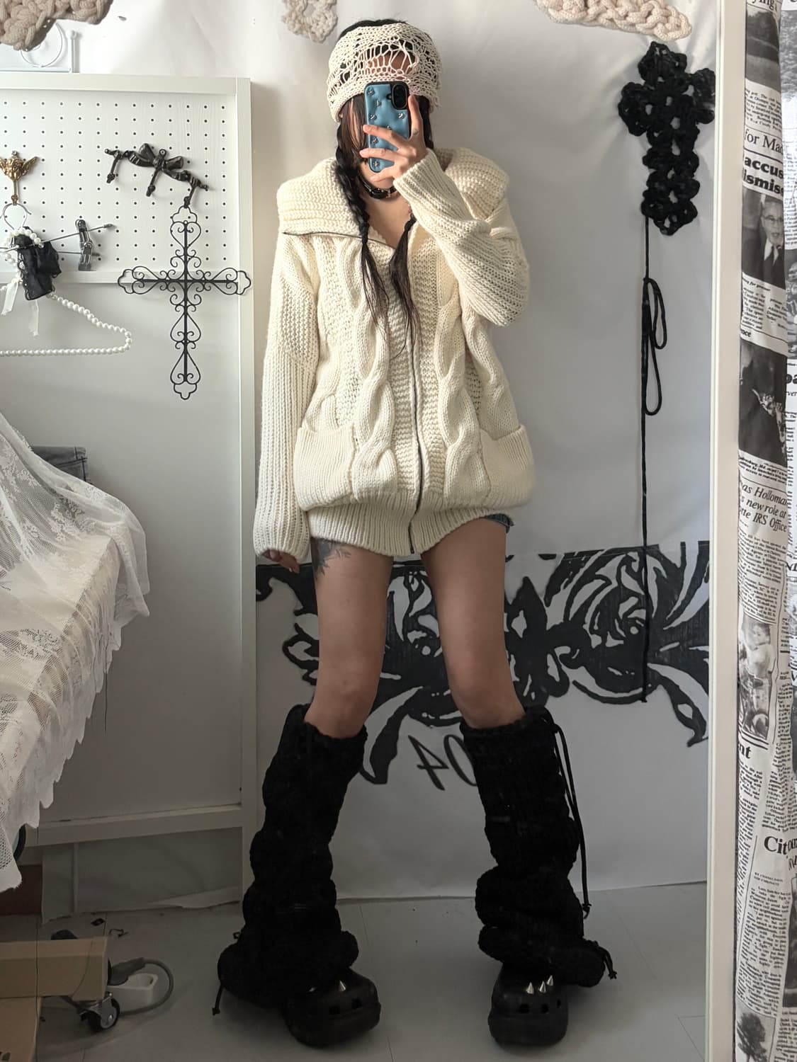 • Ivory High-Neck Knitwear Zip-Up 상품이미지4