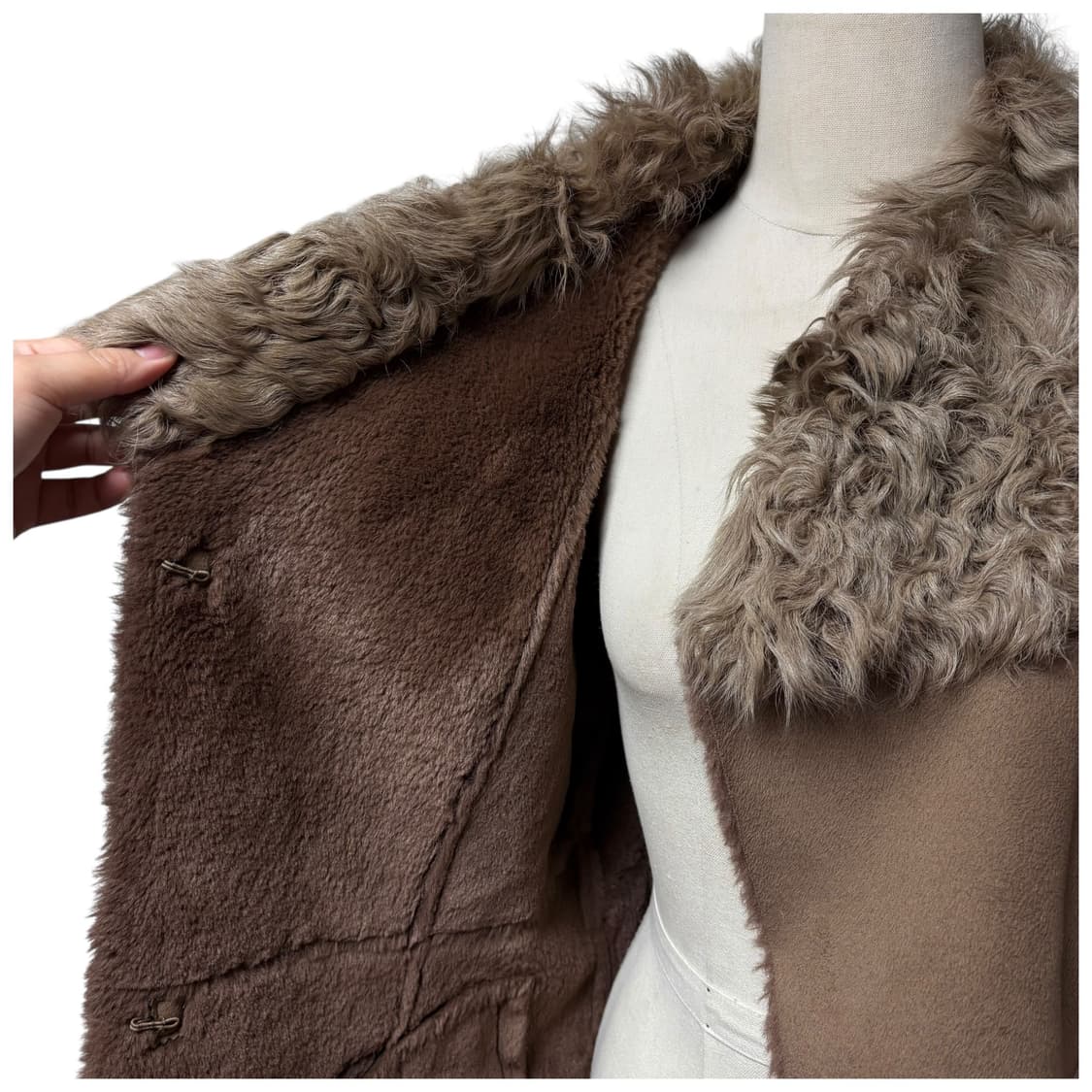3731 브라운 양털 스웨이드 무스탕 코트 상품이미지4