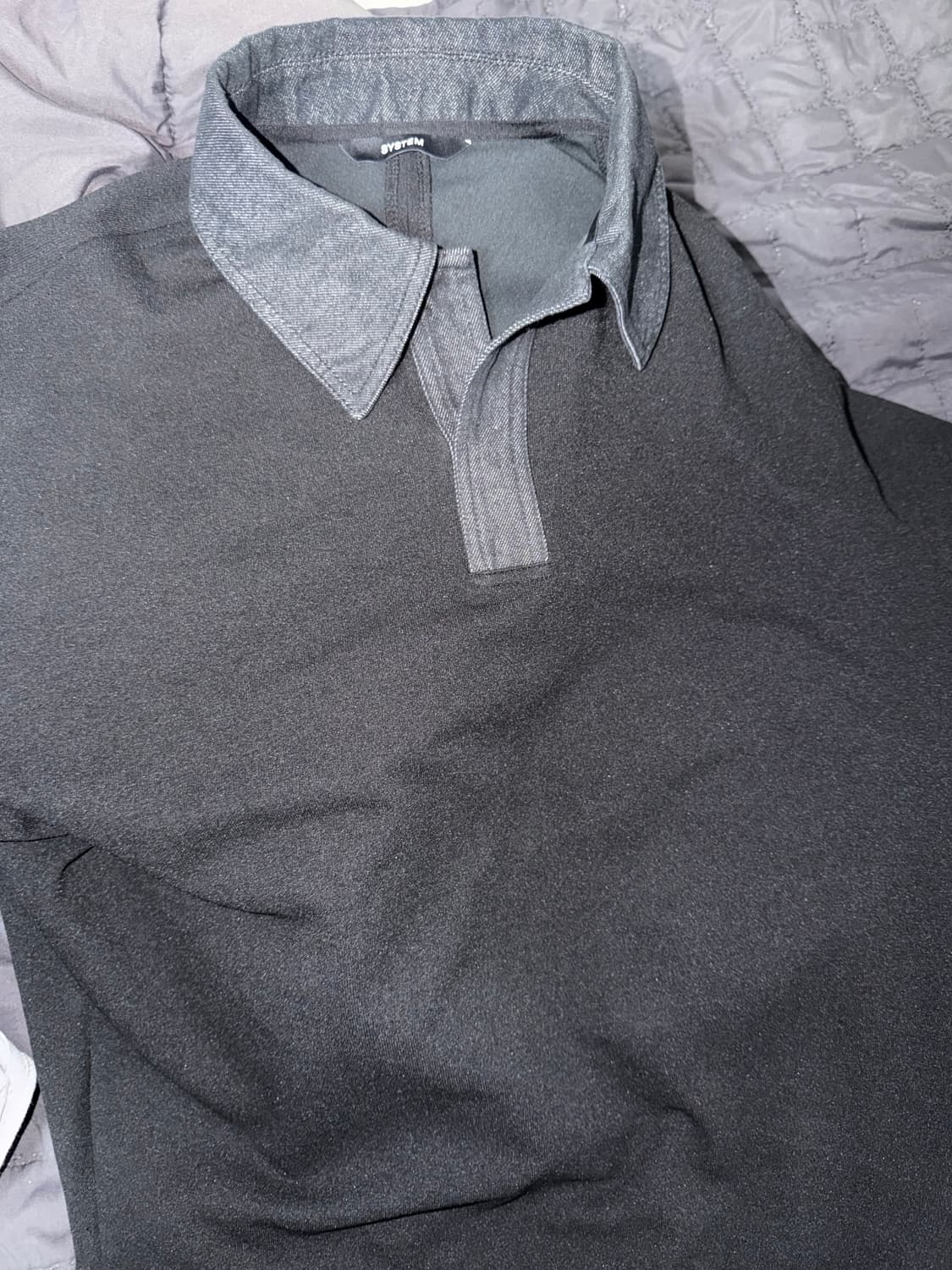 시스템옴므 텍스처 블록 조니 칼라 탑 95 상품이미지1