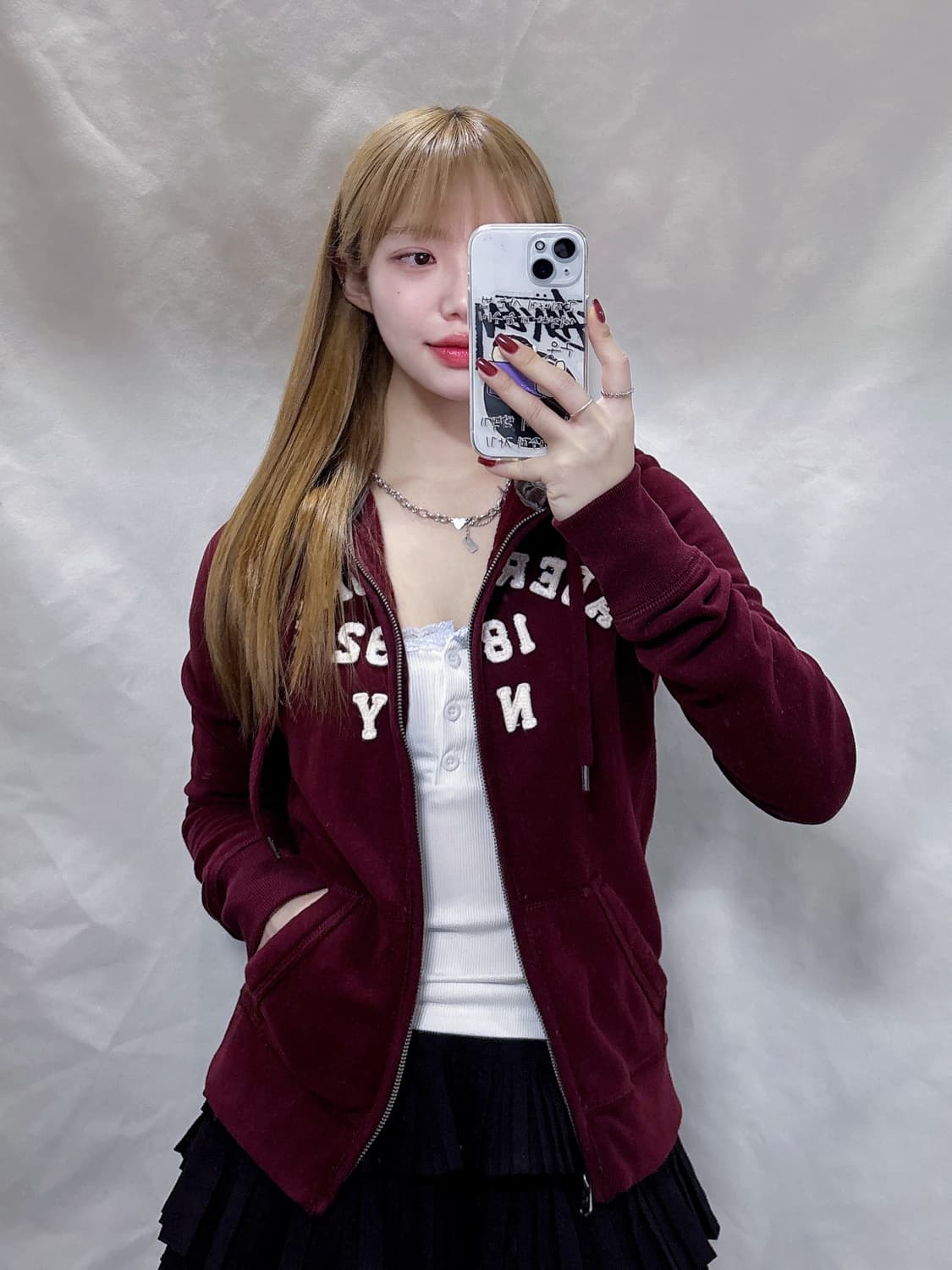 아베크롬비 버건디 빅로고 후드집업  상품이미지2