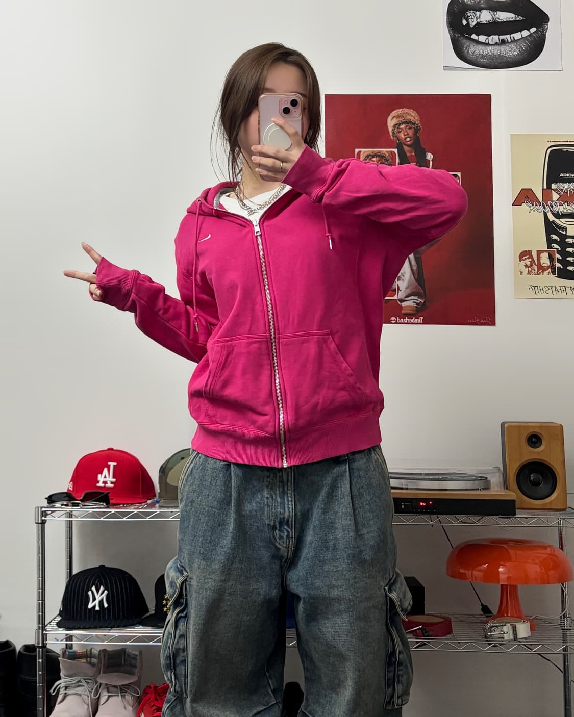 나이키 00s Y2K 핑크 후드집업 상품이미지4