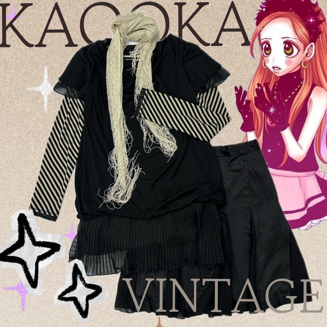 🖤슈슈룬 슈슈룬 머플러 코디세트🖤 블랙갸루 레이어드 고스 펑크 상품이미지1